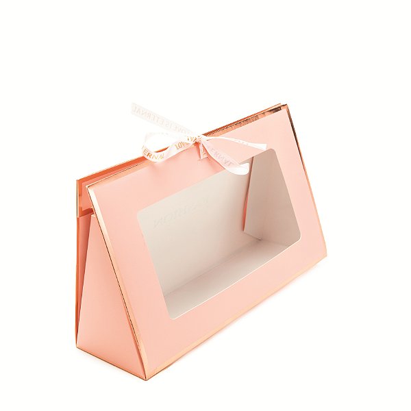 Caixa de Presente Triangular Rosa com Visor Acrilico 27x9x16 - Ref 39002139 Cromus