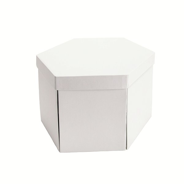 Caixa de Presente Hexagonal Branca com Abertura Total e Gaveta 24,2x21x15,5cm - Ref 39002129 Cromus
