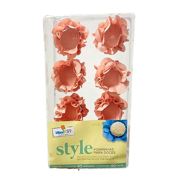 Forminha Para Docinhos Formato Flor Style Pessego com 40 Un - Ref 5640.01 Ultrafest