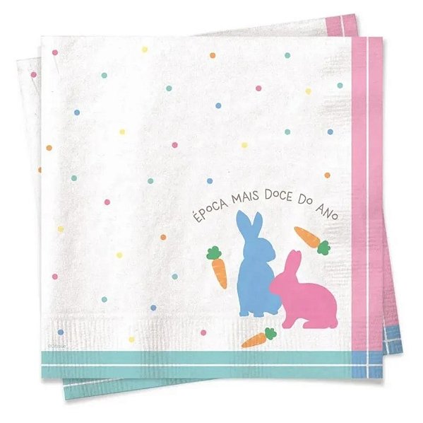 Guardanapo de Papel Estampado Azul e Rosa Poá 32,5x32,5cm com 20 Un - Ref 1022109 Cromus