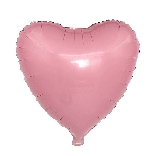 Balão Metalizado Coração Rosa Bebê 10 Polegadas com 6 Un NÃO FLUTUA COM GÁS HELIO - Silver