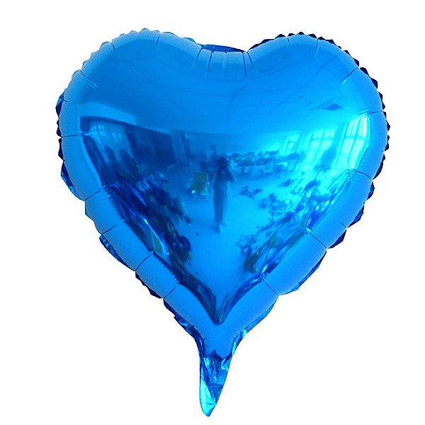 Balão Metalizado Coração Azul 10 Polegadas com 6 Un NÃO FLUTUA COM GÁS HELIO - Silver