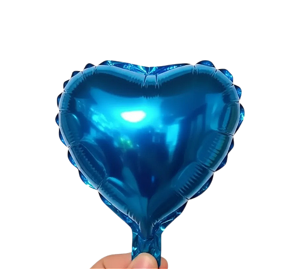 Balão Metalizado Coração Azul 5 Polegadas com 6 Un NÃO FLUTUA COM GÁS HELIO - Silver
