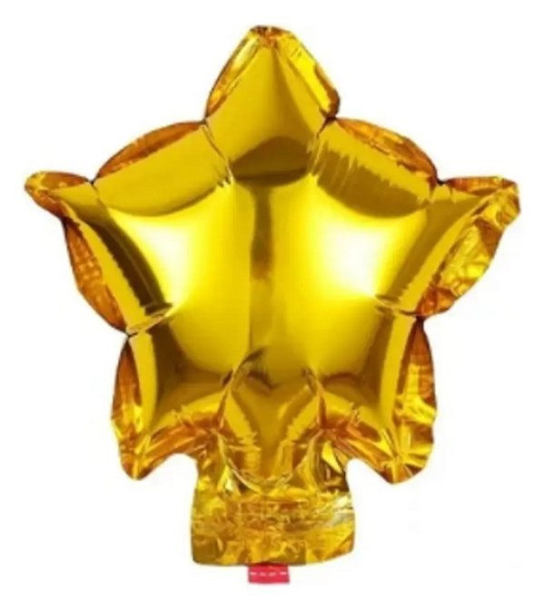 Balão Metalizado Estrela Dourado 5 Polegadas com 6 Un NÃO FLUTUA COM GÁS HELIO - Silver