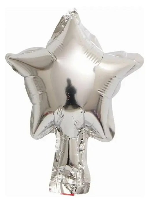 Balão Metalizado Estrela Prata 5 Polegadas com 6 Un NÃO FLUTUA COM GÁS HELIO - Silver