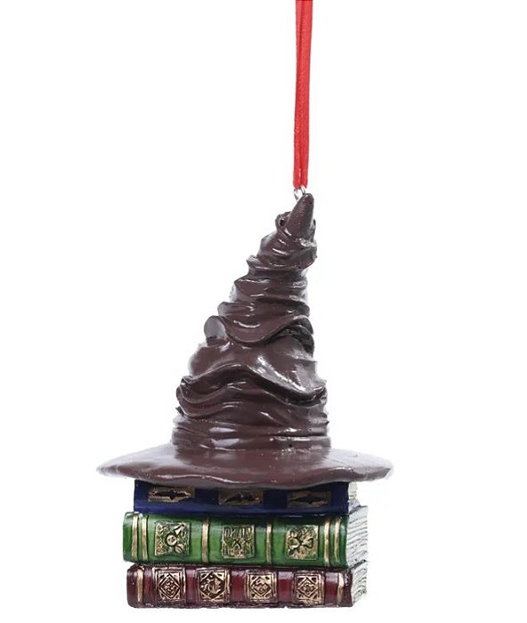 Enfeite de Resina Chapéu Seletor com Livros 12x9x9cm- Hogwarts Harry Potter - Ref 1068914 Cromus