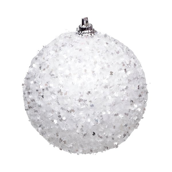 Bolas de Natal Branco Nevado 8cm com 6 Un - Ref 1923544 Cromus