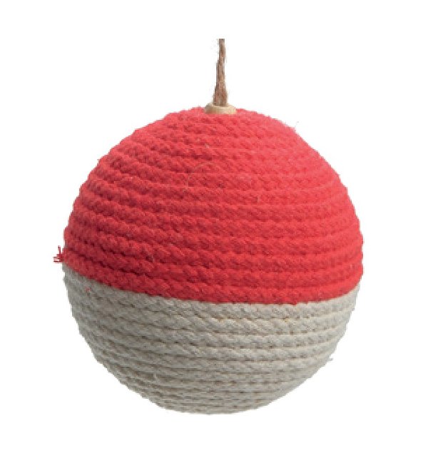 Bolas de Natal Vermelha e Cru Barbante 8cm com 6Un - Ref 1004157 Cromus