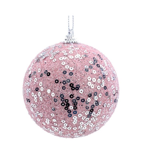 Bolas de Natal Rosa Claro com Paetê 8cm com 6Un - Ref 1105073 Cromus