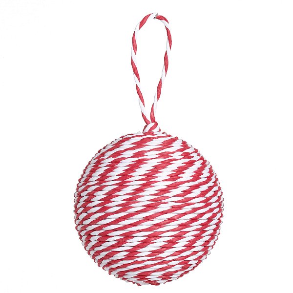 Bolas de Natal Cordas Vermelho e Branco Trend Candy 8cm com 6Un - Ref 1923816 Cromus
