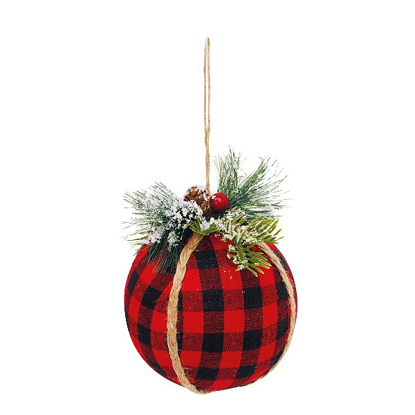 Bolas de Natal Xadrez Vermelho e Preto com Arranjo 10cm com 4un - Ref 1924685 Cromus