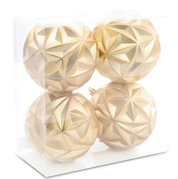 Bolas de Natal Dourado Estrelas 10cm com 4Un - Ref 1107867 Cromus