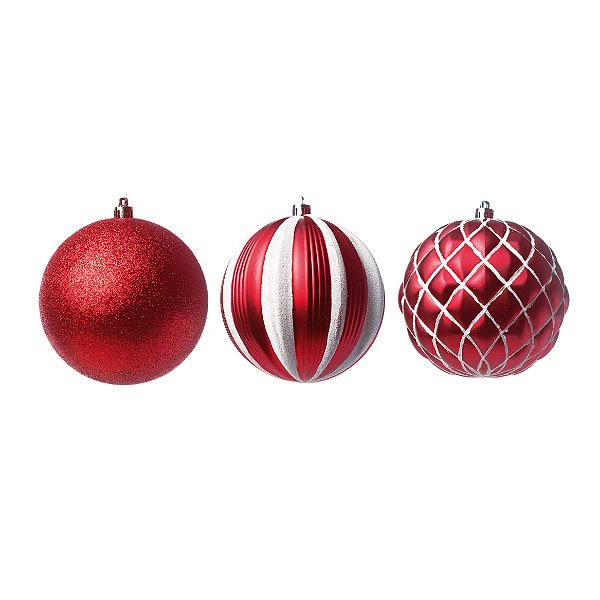 Bolas de Natal Vermelha e Branca Sortidas 10cm com 5Un - Ref 1590251 Cromus