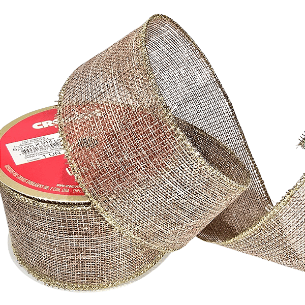 Fita Aramada Juta com Fio Dourado 6,3cmx9,14m - Ref 1923837 Cromus