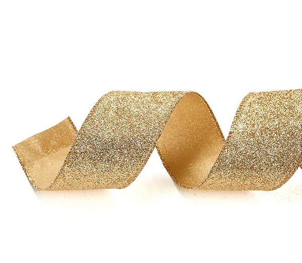 Fita Aramada de Natal Glitter Dourado 6,3cmx9,14m - Ref 1073424 Cromus