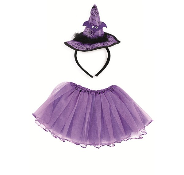 Kit Saia de Tule e Tiara Morcego Roxo Infantil - Ref 29004143 Cromus