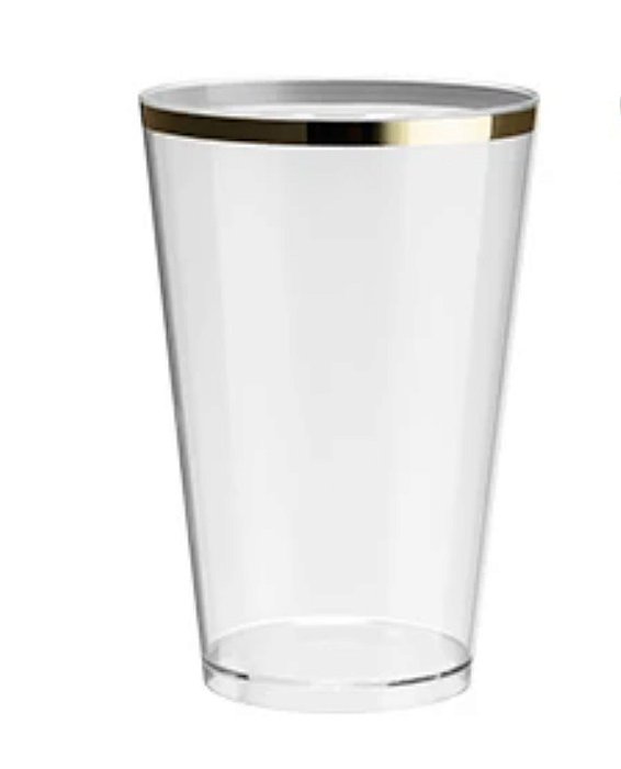 Copo de Acrilico Usual Drink Transparente com Filete Dourado 350ML - Neoplas