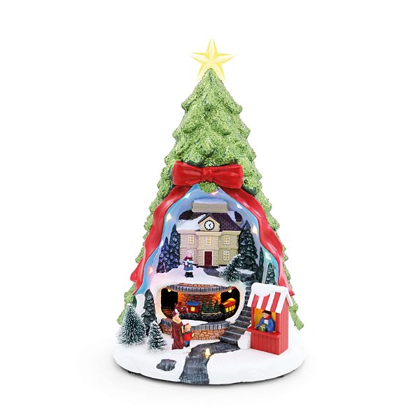 Cenário de Natal Árvore com Trilho de Trem Luz, Som e Movimento 33x20cm - Ref 1001436 Cromus