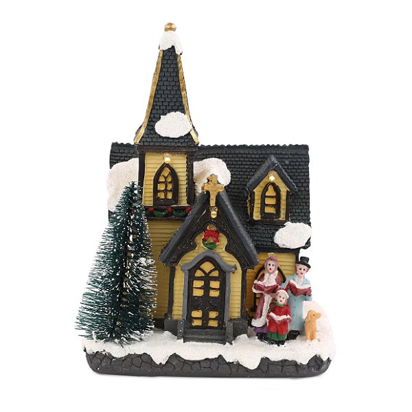 Cenário de Natal Igreja com Coral 18x13x10cm com Luz - Ref 1052964 Cromus