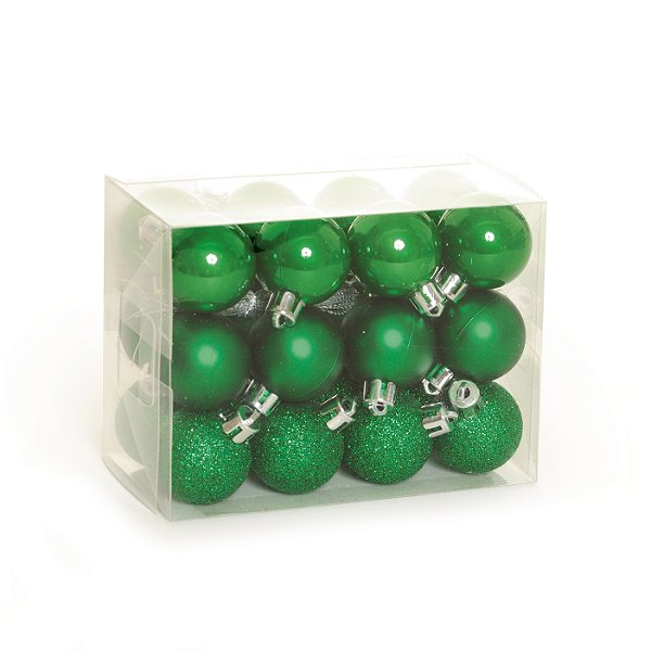 Bolas de Natal Fosca, Glitter, Brilho Verde Escuro cm com 24Un - Ref 1316132 Cromus