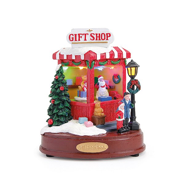 Cenário de Natal Loja Natalina de Brinquedos com Luz, Som e Movimento 16x14cm - Ref 1039079 Cromus