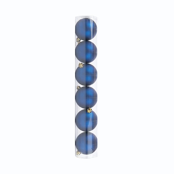 Tubo Bolas de Natal Azul Naval Fosco 5cm com 6Un - Ref 1072362 Cromus