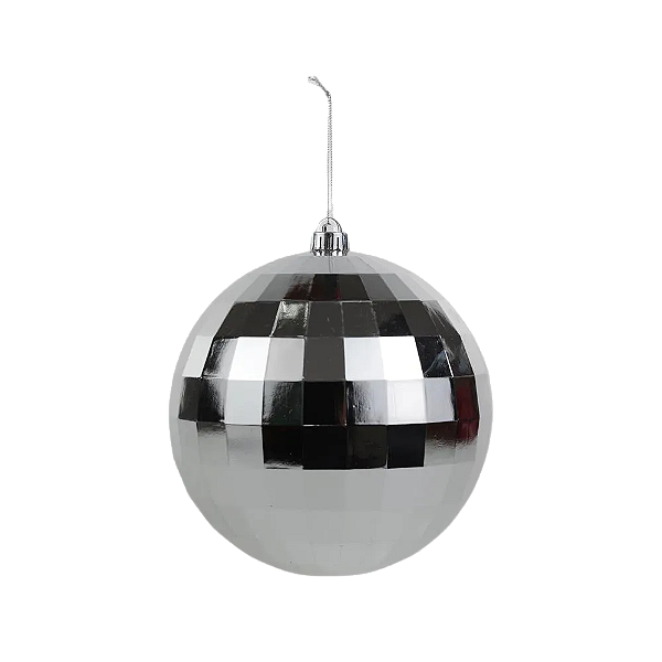 Bola de Natal Brilhante Disco Prata 12cm com 2 Un - Ref 1072766 Cromus