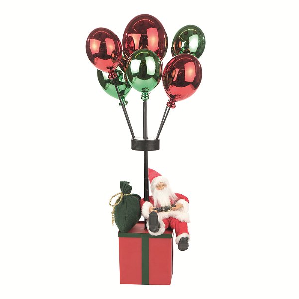Boneco Papai Noel Sentado na Caixa de Presentes com Balões 82x39cm - Ref 1068607 Cromus