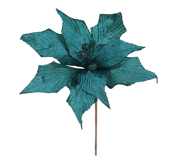 Flor de Natal Poisentia Verde Esmeralda 38cm - Ref 1069306 Cromus