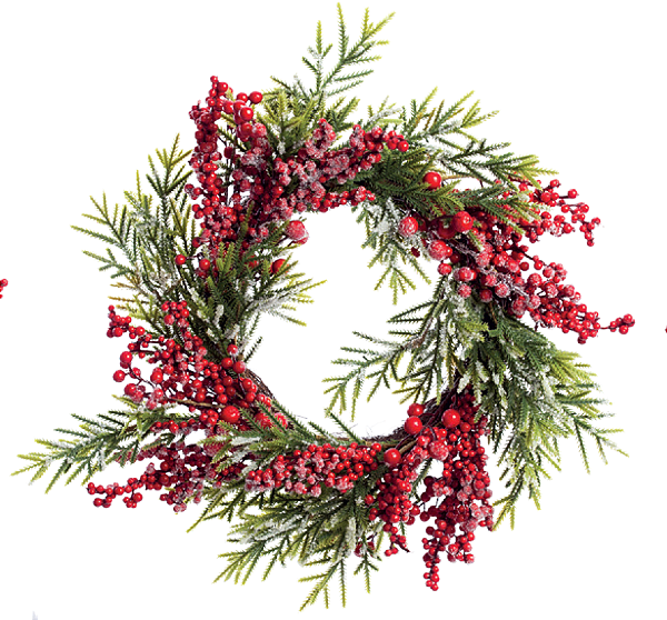 Guirlanda De Natal Azevinhos e Galhos Nevados 55x55x10cm - Ref 1107491 Cromus