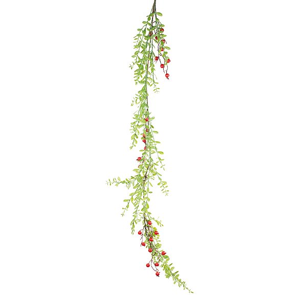 Galho Longo Frutas Vermelhas com Folhagens Verdes 160cm - Ref 1037457 Cromus
