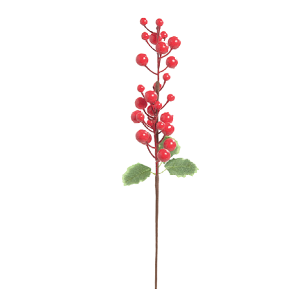 Galho de Natal Azevinhos Vermelho e Verde 53cm - Ref 1087428 Cromus