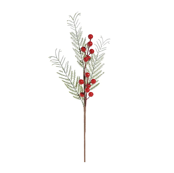 Galho de Natal Berry Vermelho com Folhagem 51cm - Ref 1069430 Cromus