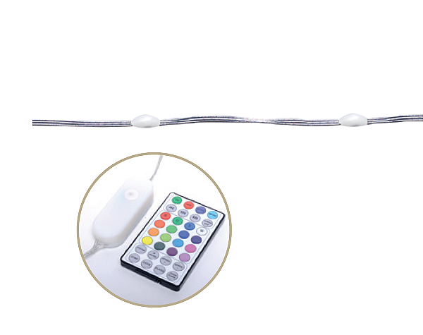 Cordão de Led RGB Fio Prata Colorido 100 Lâmpadas com Controle Remoto Bivolt 10Mts - Ref 1016785 Cromus