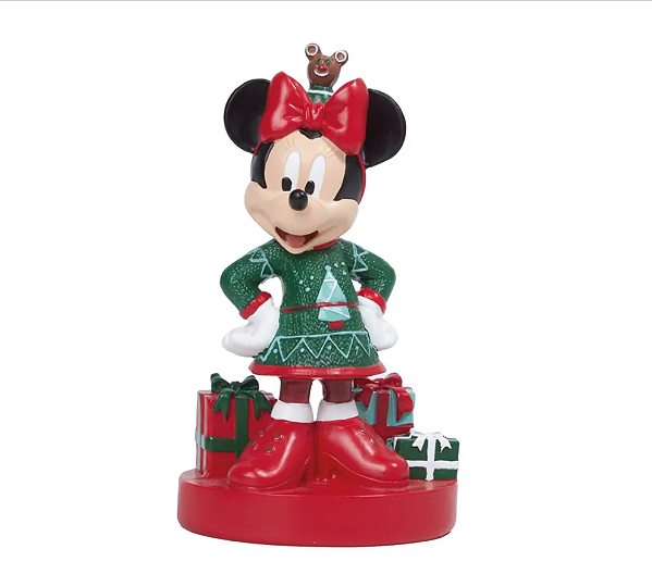 Minnie de Resina em Pé com Tiara e Vestivo Verde 17cm - Ref 1075175 Cromus