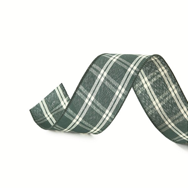Fita Aramada de Natal Xadrez Verde e Branco 6,3cmx9,14m - Ref 1073582 Cromus