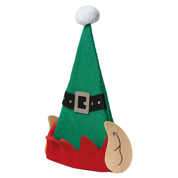 Gorro de Natal Elfo Papai Noel Verde com Orelhas 30cmX43cmX0,2cm - Ref 3102684 Cromus