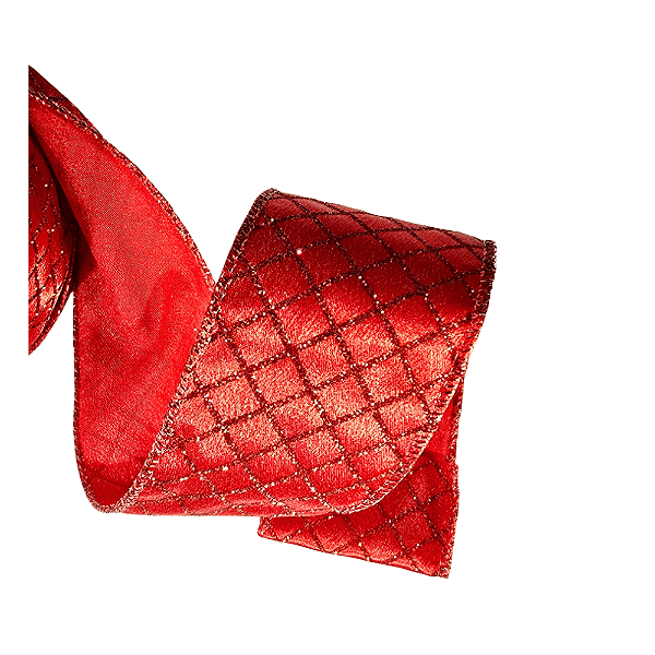 Fita Aramada de Natal Quadriculada Glitter Vermelha 6,3cmx9,14m - Ref 3101392 Cromus