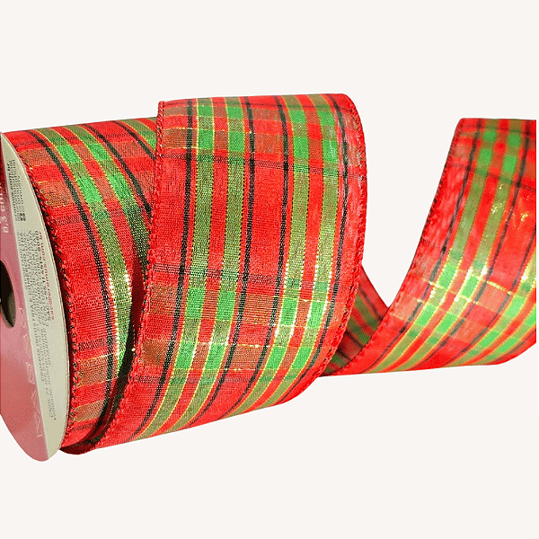 FIta Aramada de Natal Vermelha com Listras Verdes 6,3cmx9,14m - Ref 1073488 Cromus