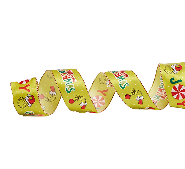 Fita Aramada de Natal Grinch 3,8cmx9,14m - Ref 3101128 Cromus