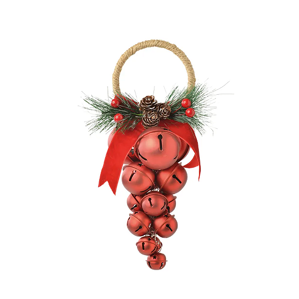 Enfeite Pendurar Cacho de Guizos Vermelhos 25cm - Ref 1046116 Cromus