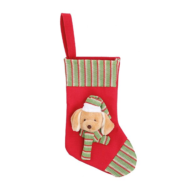 Enfeite Pendurar Bota Natalina com Cachorro 25cm - Ref 1007266 Cromus