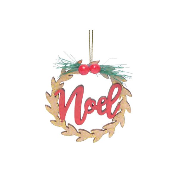Enfeite Pendurar Mini Guirlanda De Madeira Noel 6x6cm com 6Un - Ref 1019916 Cromus