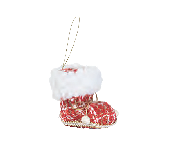 Enfeite Pendurar Bota Xadrez Vermelho e Branco 8x8x5cm - Ref 1102471 Cromus