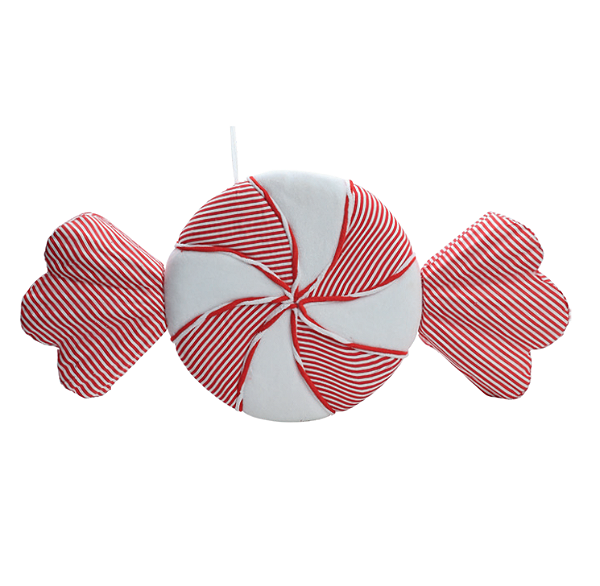 Enfeite Pendurar Bala Gigante Listrada Vermelho e Branco 31x65x9cm - Ref 1007798 Cromus