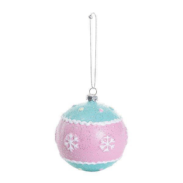 Enfeite de Pendurar Bola Candy Rosa e Azul 8cm - Ref 1106829 Cromus