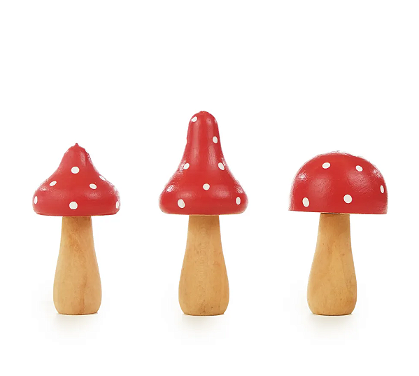 Enfeite de Madeira Cogumelos 4x8cm - Ref 1079843 Cromus