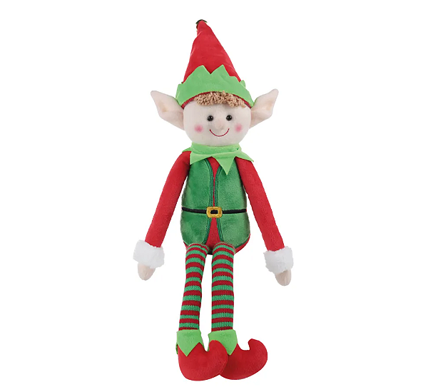 Elfo de Pelúcia com Colete Vermelho e Verde 13cmx6cmx48cm - Ref 1076064 Cromus