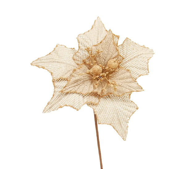 Flor de Natal Poisentia de Juta com Borda Cru 22cm - Ref 1052745 Cromus