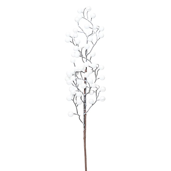 Galho de Natal Berry Branco Metalizado 59cm - Ref 3100060 Cromus